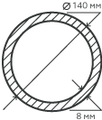 Труба нержавеющая 140х8 мм.  20Х23Н18 бесшовная, круглая, матовая